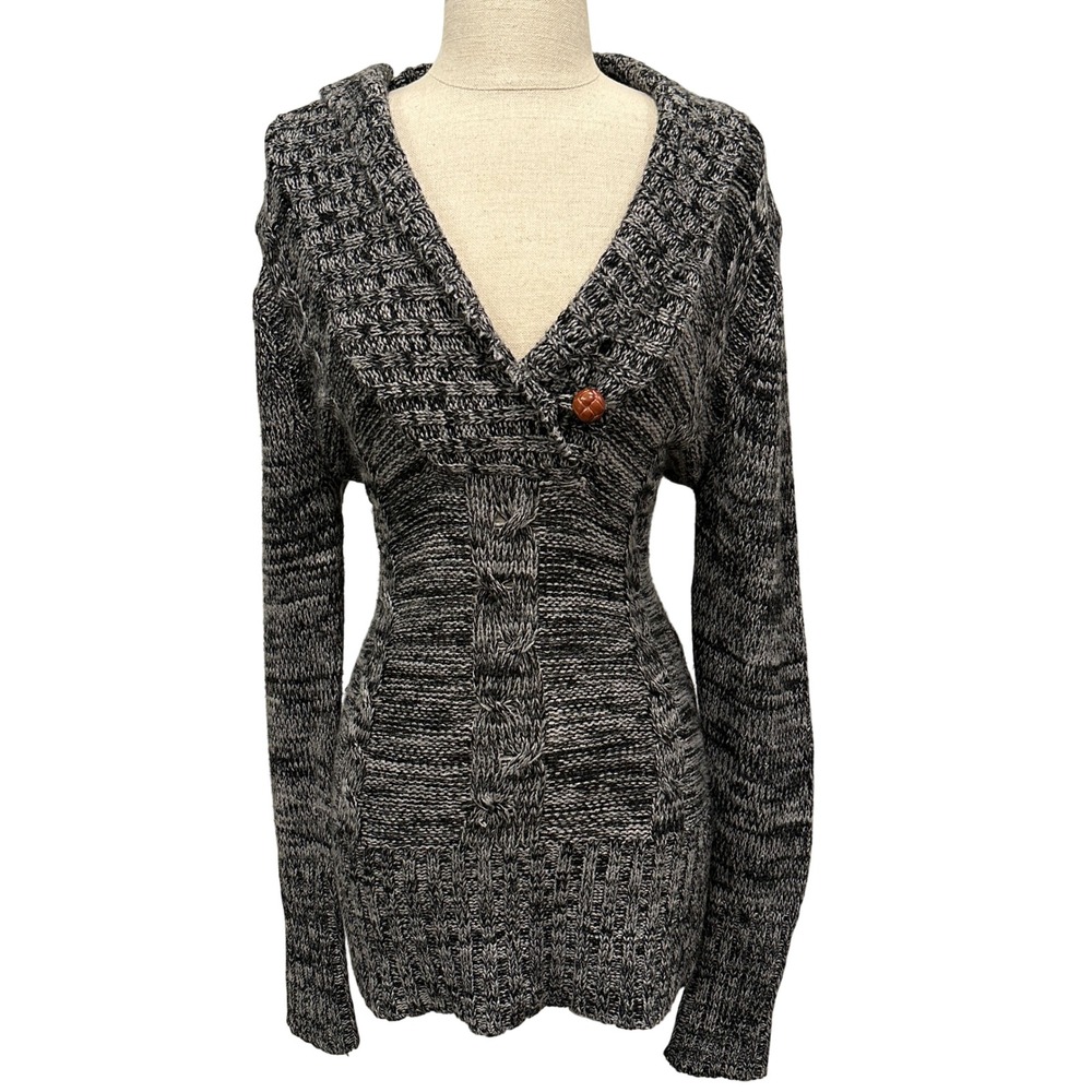 Ashley by 26 International Womens Marled V-Neck Cable Knit Sweater y2k twilight